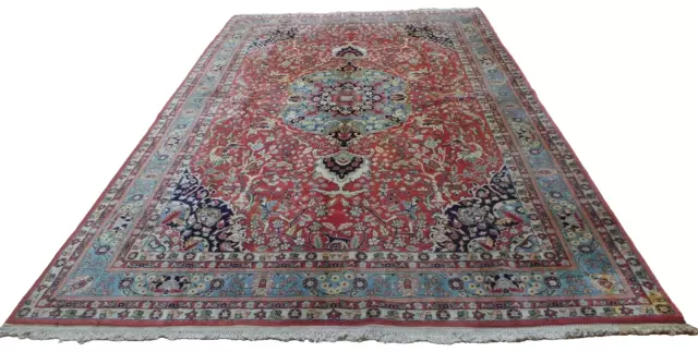 Large  PERSAIN CARPET RUG HAND MADE Oriental living Room Vintage 10ft 1" x 6ft 6