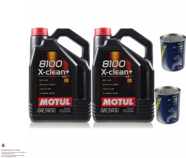 10L L'Huile De Moteur Motul 8100 X-Clean + 5W30 2x mannol Moteur Doctor Additif