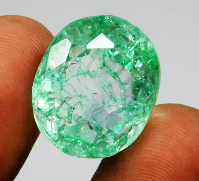 Certified 23.50 Ct Natural Oval Cut Colombian Green Emerald Loose Gemstone