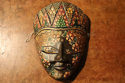 Unique Handcarved Indonesian Ceremonial Tribal Mask with Floral Design