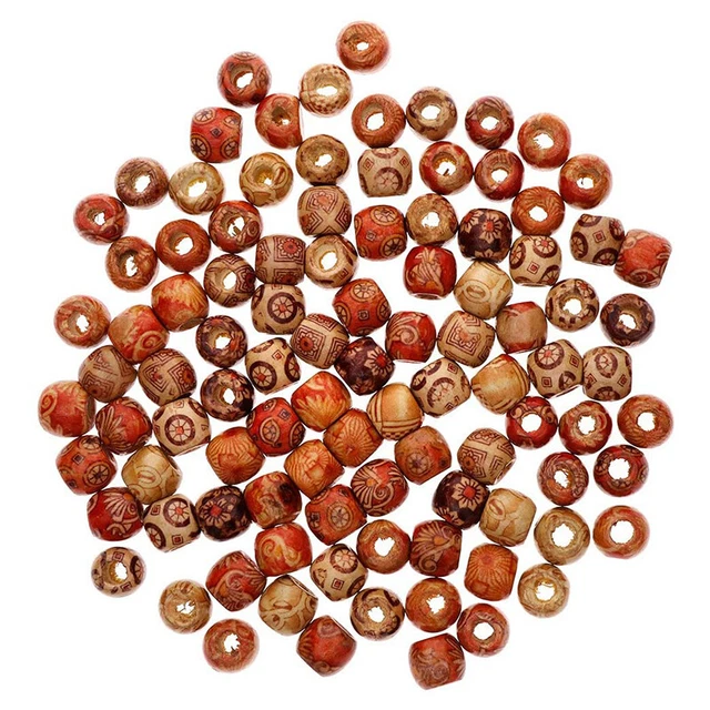 100pcs Painted Wooden Beads Spacer Round Big Hole Beads DIY Charm Jewelry Ma#km 3