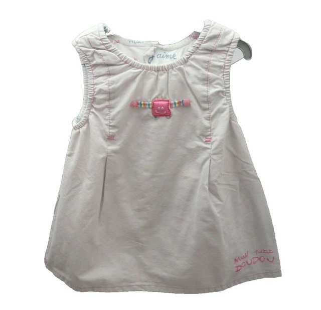 Robe Bébé Fille Jacadi Rose - Taille 6 Mois (67 Cm) - Sans Manches - Occasion Très Bon état