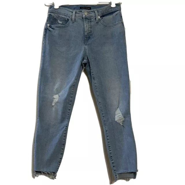 Lucky Brand Mid-Rise Crop Ava Skinny Jeans 6/28 Distressed/Raw Hem Light Blue