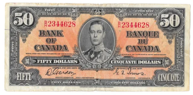 1937 Bank of Canada 50 Dollar Bill