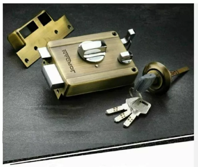 Heavy Duty SS Door Lock, Night Latch (Rim Lock) Double Side Operated with keys