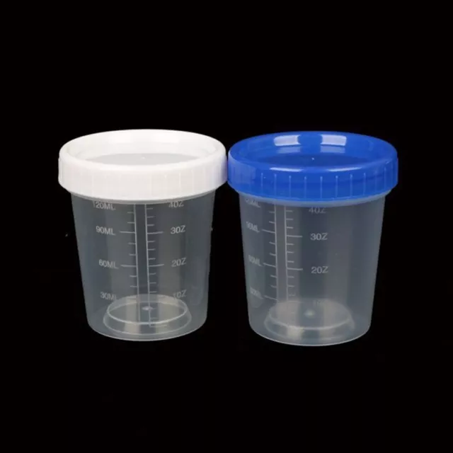 Set di 10 pz Tappi Misuratori in Plastica 120ml con Coperchi per Uso Laboratorio