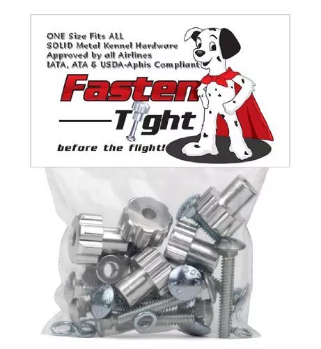 Fasten Tight - Kennel/Crate Metal Hardware Fasteners- Nuts Bolts Silver-8pk