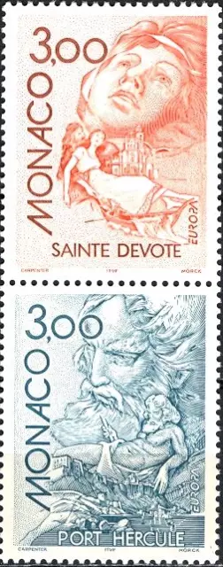 Monaco #YT2105-YT2106 MNH 1997 Europa CEPT Devote Hercules [2044a]