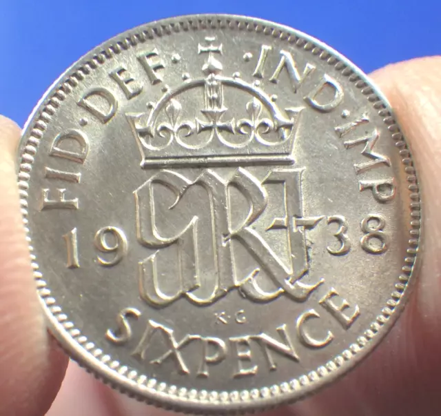 Harder date King George VI 1938 sixpence gEF - jwhitt60 coins