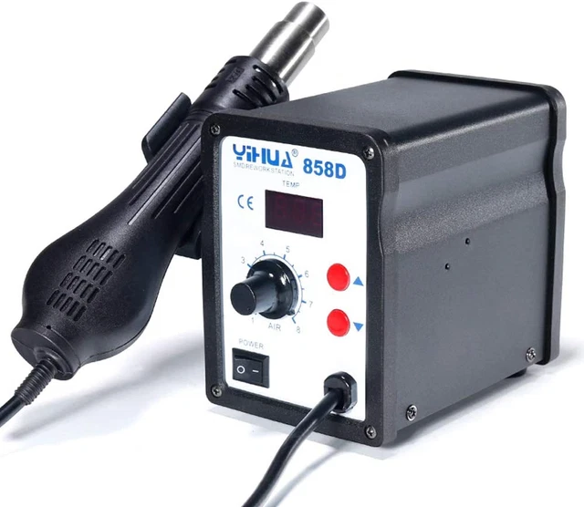 Yihua 858D Stazione SMD Saldatura Aria Calda Incl 3 Punte 100°C Fino a 500°C