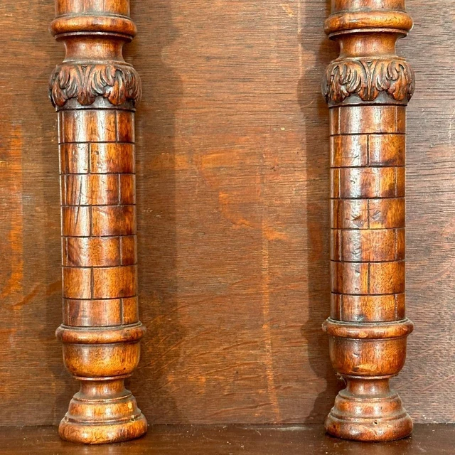 Pair of French Antique Renaissance Revival Walnut Wood Pillars/Posts/Ballusters 2