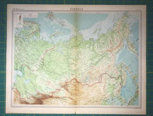 Siberia Russia Plate 67 - Vintage 1922 Times World Atlas Antique Folio Map