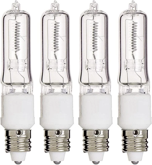 Pack of 4 – 100 Watt JDE11 Halogen Candelabra Bulb – 100W T4 120V Light Bulbs-Cl