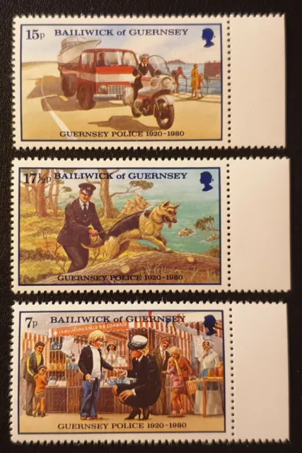 DUZIK S: GUERNSEY 1980 SG214/6 "60th ANNIVERSARY OF POLICE FORCE" MNH (Nos1634)*