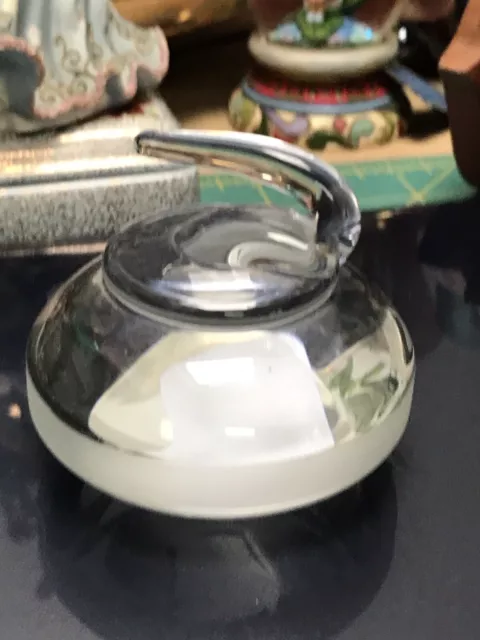 Curling Stone Paperweight Art Glass Clear Crystal Ornament Pre owned