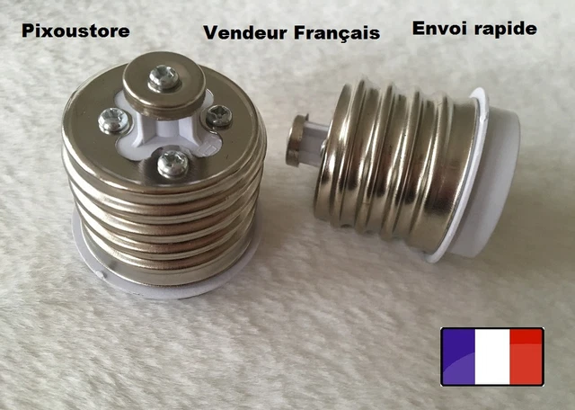 Adaptateur Douille B22 (mâle) Vers E14 (femelle) - Blanc - Neuf