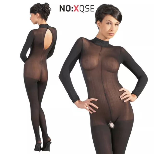 NO:XQSE Sexy Tuta Intera Semitrasparente Cavallo Aperto Crotchless Catsuit Women