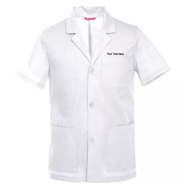 Men's Custom Personalized 31 Inch Consultation Short Sleeve Lab Coat