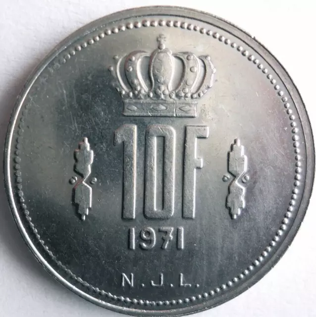 1971 LUXEMBOURG 10 FRANCS - Excellent Coin - FREE SHIP - Bin #349