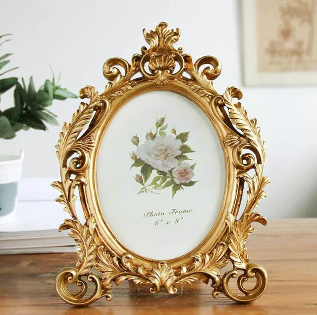 Vintage Victorian Picture Frame Oval Gold Gilt Multi Picture Photo Frame 6"x8" 2