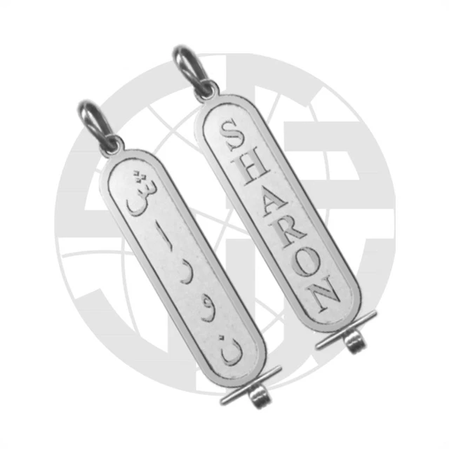 925 Sterling Silver handmade Two-Sided Cartouche in Hieroglyph and Arabic Size-4