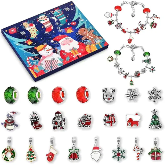 24PCS Necklace Pendant Christmas Countdown Calendar Blind Box Bracelet Gift B $d
