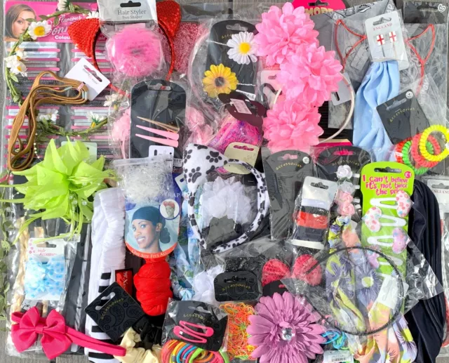 46pc BUNDLE HAIR ACCESSORIES Girls Woman's Job Lot Resale Clips Bands Elastics.