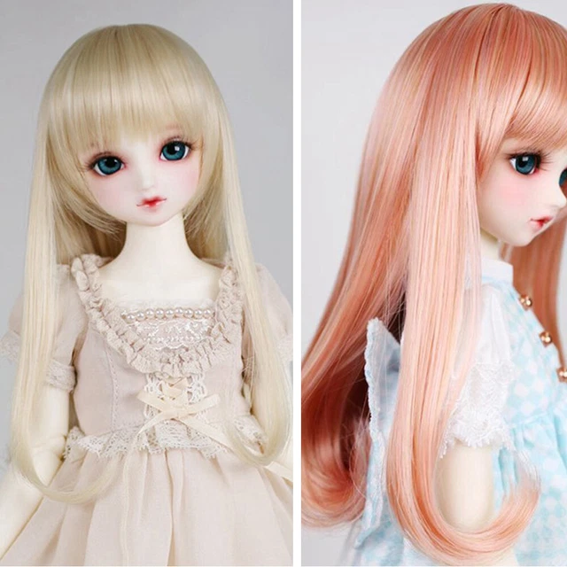 BJD Doll Hair Wigs with Blunt Bangs Cute Fashion Long Hair for 1/3 1/6 1/8 Dolls