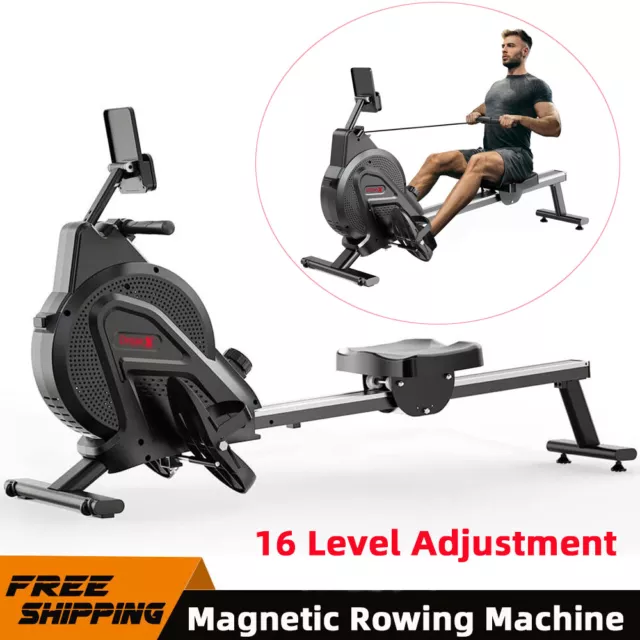 16 Level Magnetic Resistance Rowing Machine Rower LCD Cardio Exercise Home Gym