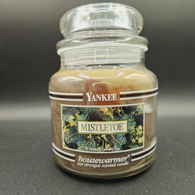YANKEE CANDLE BLACK Band Mistletoe 14.5 oz Medium Jar Housewarmer