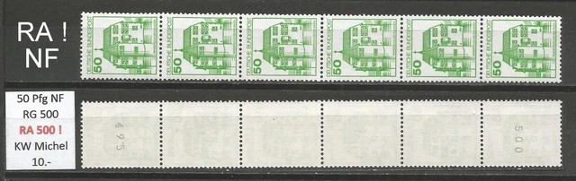 RM Burgen und Schlösser 50 Pfg Rollenanfang 500 Neue FL postfrisch