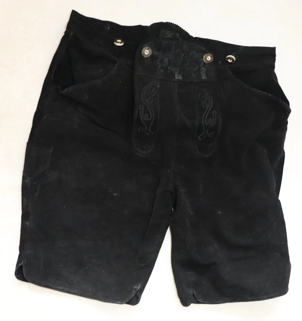 Schwarze Herren Trachten Leder Hose Gr 56 W38 Lederhose Wiesn