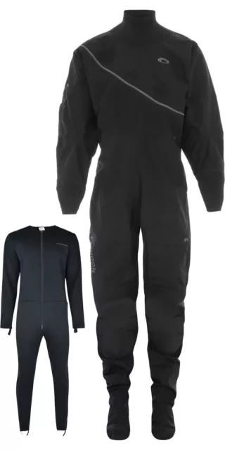 Typhoon Mens Ezeedon Front Zip Drysuit & Underfleece - Black / Grey