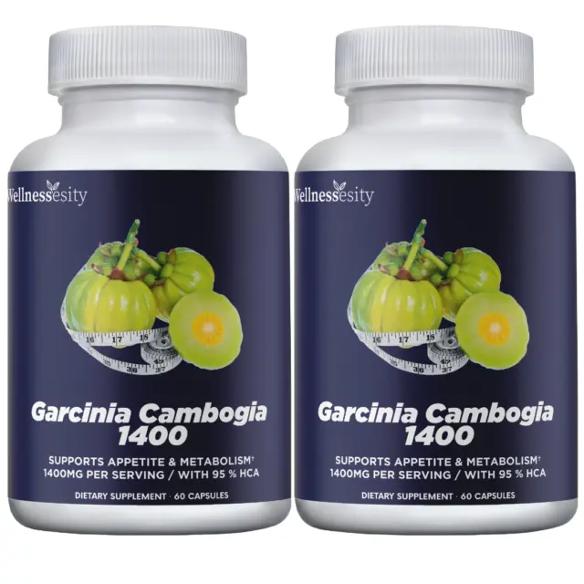 100% Pure GARCINIA CAMBOGIA Extract 95% Natural HCA 1400mg Fast Weight Loss 2pk