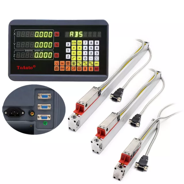 Lectura digital de 3 ejes Bridgeport Mill + kit de visualización DRO a escala de vidrio lineal de 3 piezas