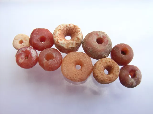 10 Ancient Neolithic Quartz Beads, Stone Age,  VERY RARE !