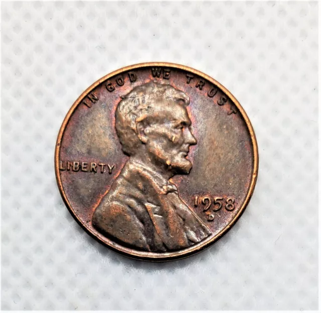 1958 D Lincoln Wheat Penny CUD Mint Error Obverse "Head Shot" Reverse 'PLU' Flat