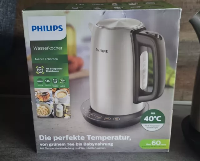 PHILIPS  Avance Wasserkocher  Metall/Schwarz OVP 1,7 Liter Temperatur Wählbar