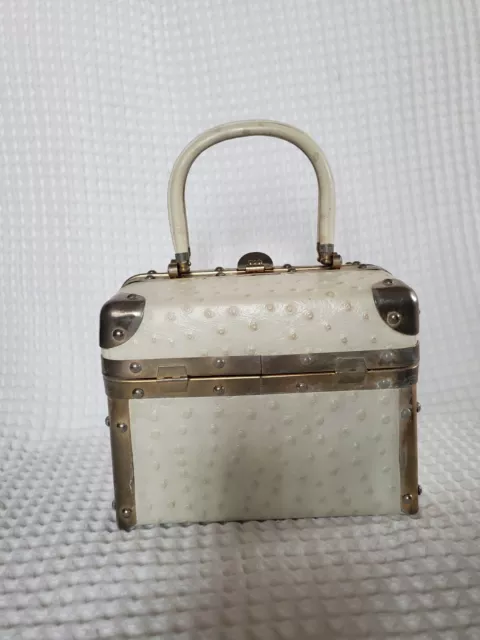 1960's Vintage Rosenfeld Box Handbag White Ostrich- Made in Italy