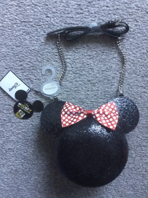 BNWT Official Disney Minnie Mouse Hard Shell Glitter HandBag Cross Body Bag