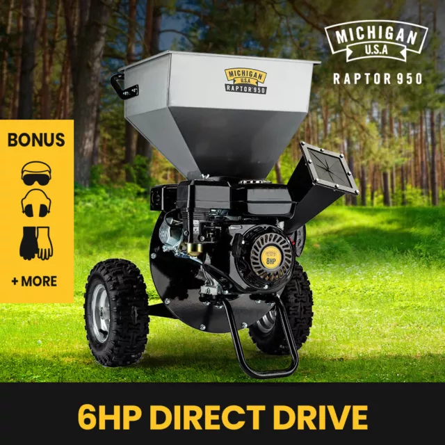 MICHIGAN 6HP Wood Chipper Garden Mulcher Shredder Petrol Machine Branch Crusher