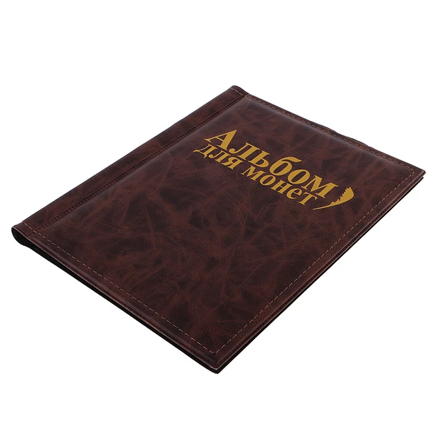 Album De Collection De Pièces - 250 Poches - Livre De Pièces Avec Pages PVC - Cadeau Pour Collectionneurs - Marron Rouge Noir Bleu