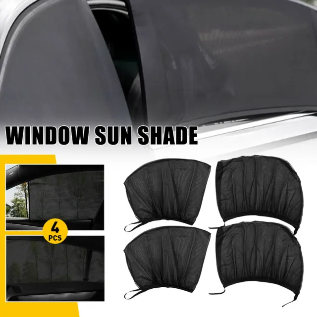 4X Sun & Front Shade Rear Window Cover Screen Sunshade Protector BLACK Universal