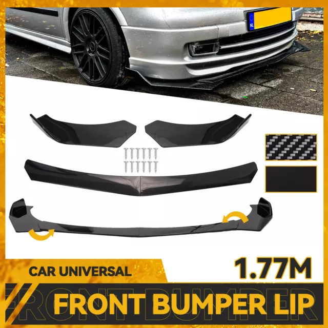 Universal Black Gloss Car Front Bumper Protector Lip Body Spoiler Splitter Kit