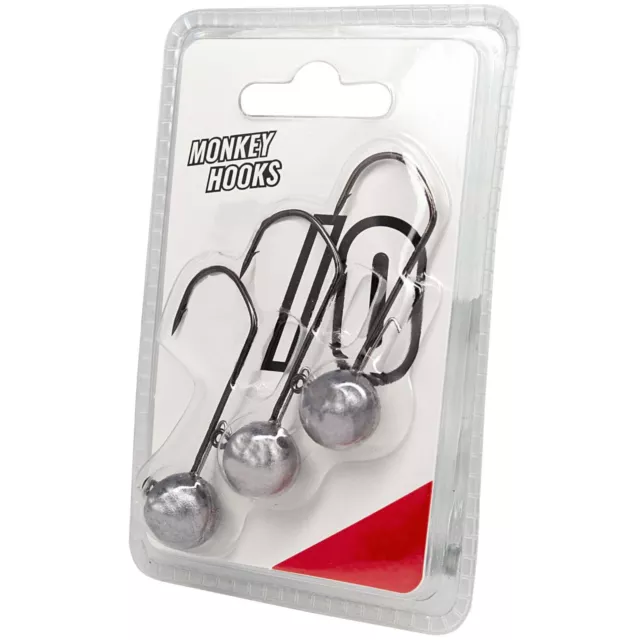 Monkey Lures Hook Raw - 3 Jighaken, Jigköpfe, Angelhaken für Gummiköder, Jighead