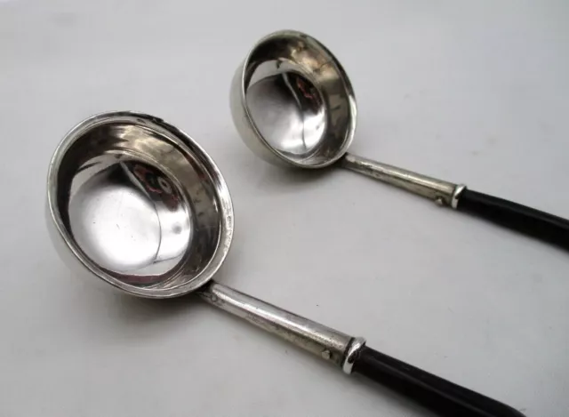 Fine Pair of 19th Century Wooden & Silver Plated Toddy Ladles 3