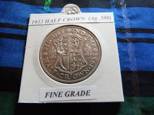 FINE? 1933 HALF CROWN  (Silver .500)  George V pre 1947