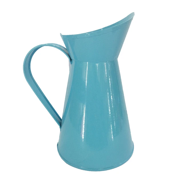 Shabby Chic Retro Metal Jug Vase Flower Pitcher Wedding Home Decor Blue