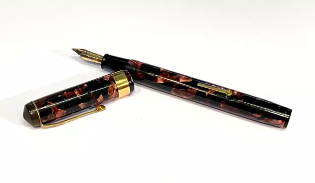 Conway Stewart No 217 Pen Red Marble 14K Medium Nib For Australian Market