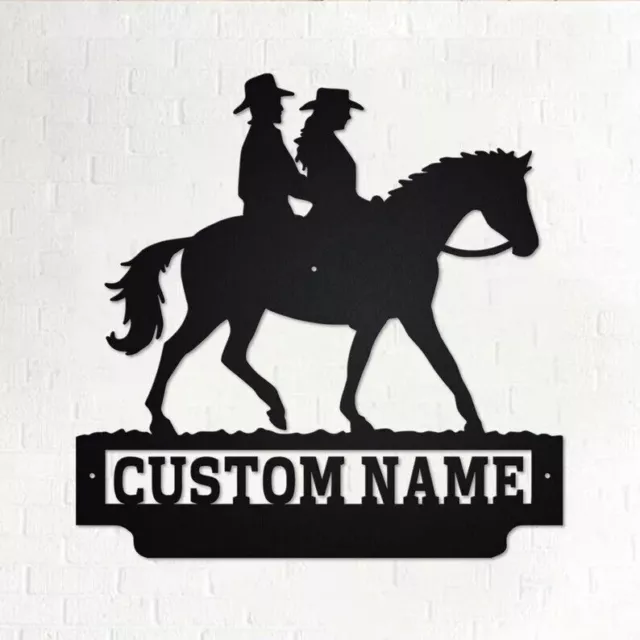 Personalisiertes Cowboy und Cowgirl Reiten ein Pferd Namensschild aus...